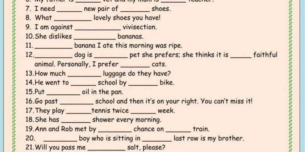 Enhance Language Skills with a Grammar Articles Worksheet