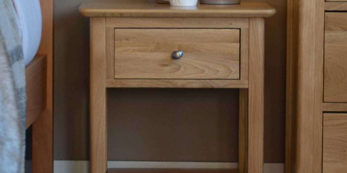 Enhance Your Bedroom with the Benicia Oak Wood Drawer Bedside.