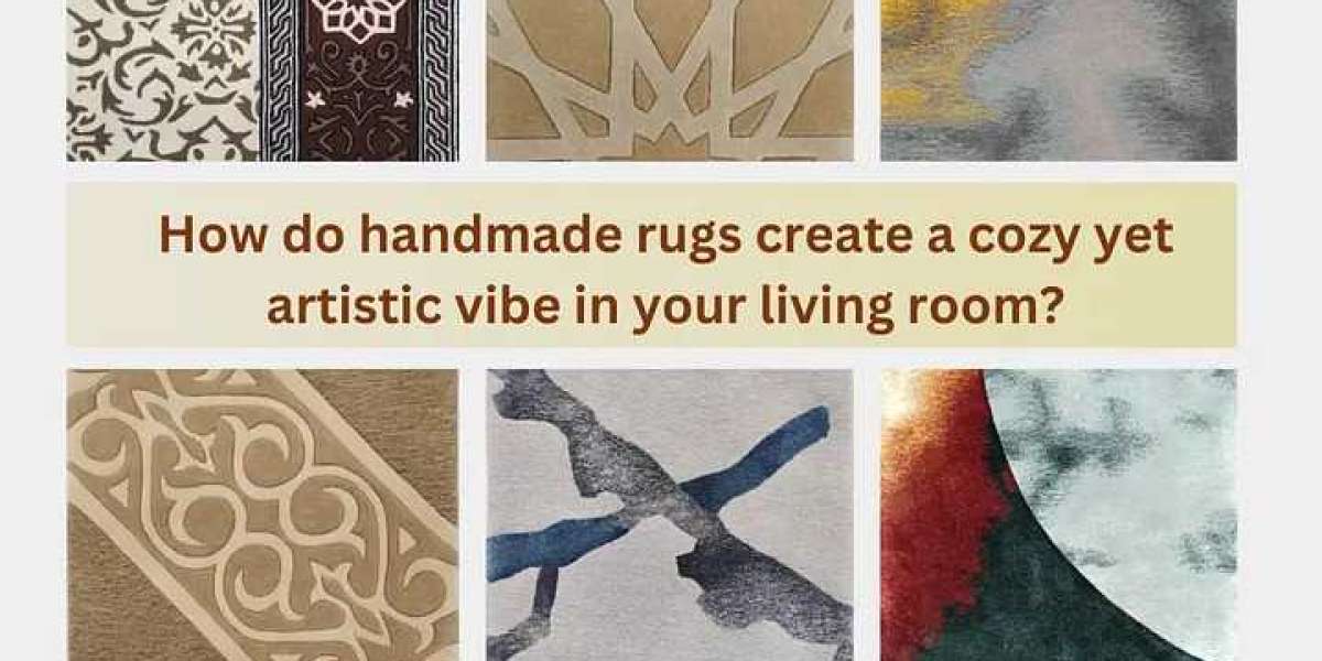 How do handmade rugs create a cozy yet artistic vibe in your living room?