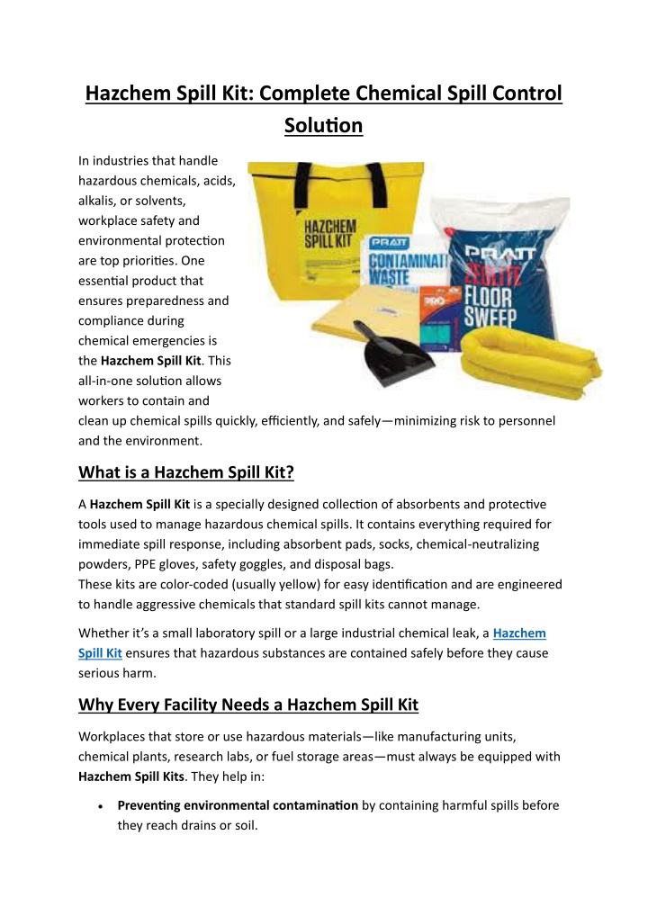 PPT - Hazchem Spill Kit | Ocean Safety Supplies PowerPoint Presentation - ID:14595568