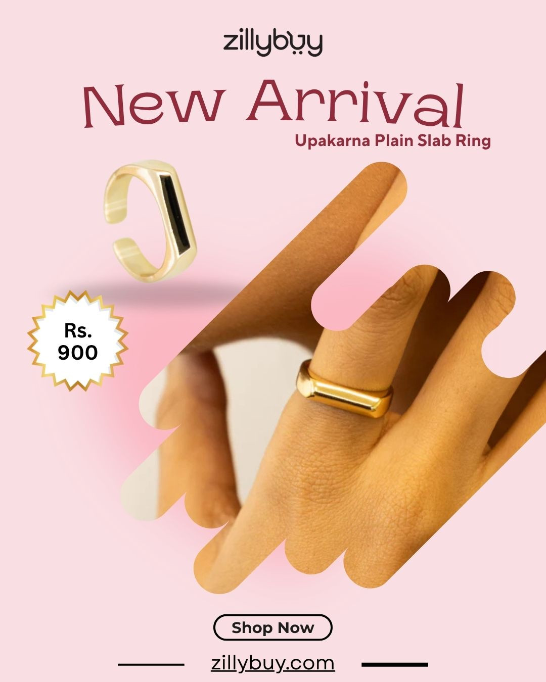 Buy Stylish Rings Online | Upakarna Plain Slab Ring | ZillyBuy